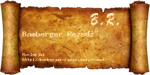 Bamberger Rezső névjegykártya